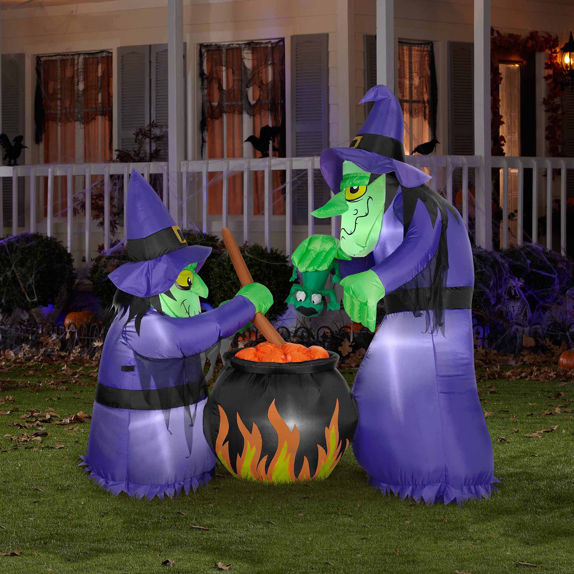 Gemmy Airblown Double Bubble Witches with Cauldron Halloween Inflatable