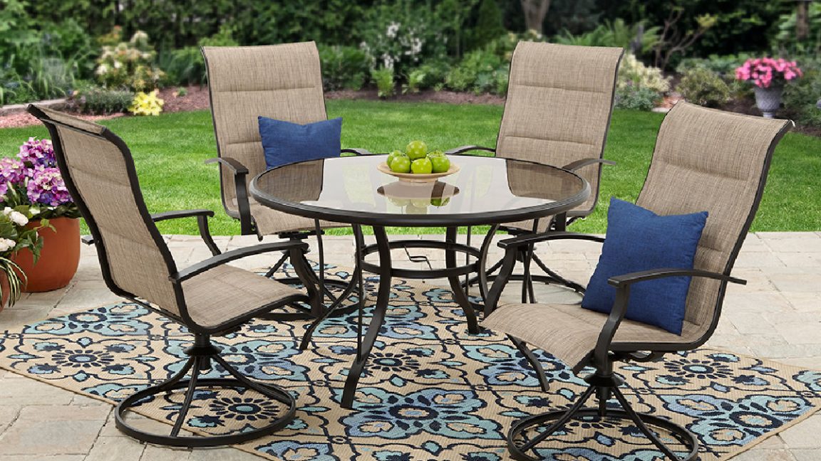 Mainstays Alexandra Square 5pc Outdoor Patio Dining Set Deal September 2022 | Frugal Buzz