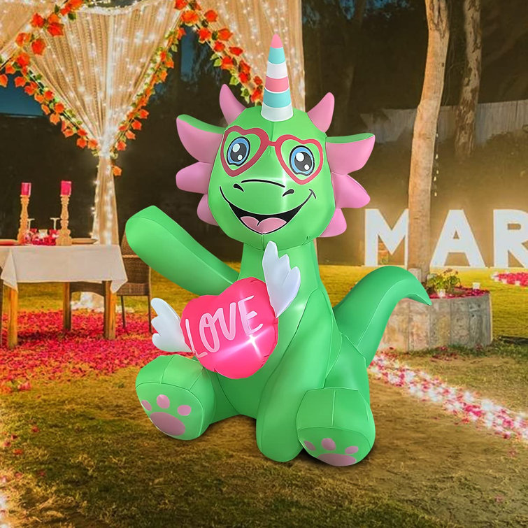 The Holiday Aisle Valentine's Day Dragon Holding Flying Heart Inflatable