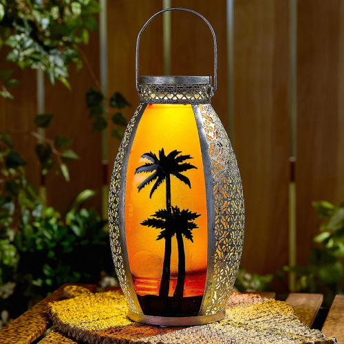 Barbara King Illuminated Coastal Pressed Glass Lantern