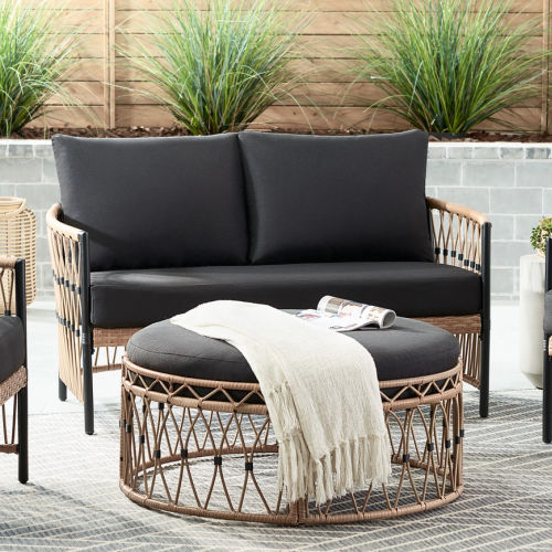 Better Homes & Gardens Lilah 2-Piece Outdoor Wicker Loveseat and Ottoman