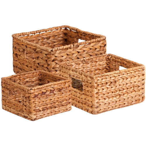 Honey Can Do Three Water Hyacinth Woven Nesting Storage Baskets