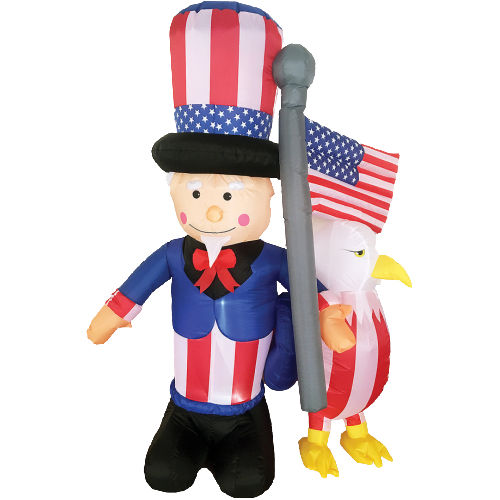 Uncle Sam with American Flag & Bald Eagle Lighted Yard Inflatable