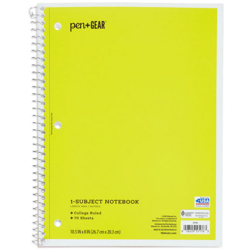 Pen+Gear College Rule 1-Subject Notebook