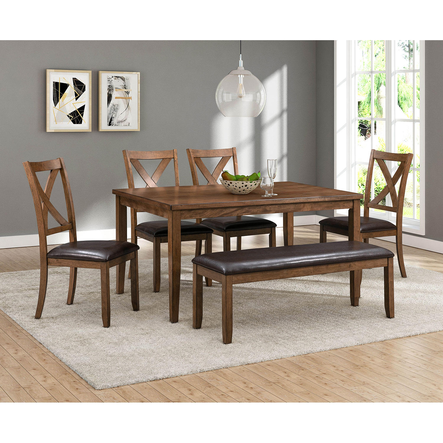 Abbyson Living Reese 6-Piece Wood Dining Set