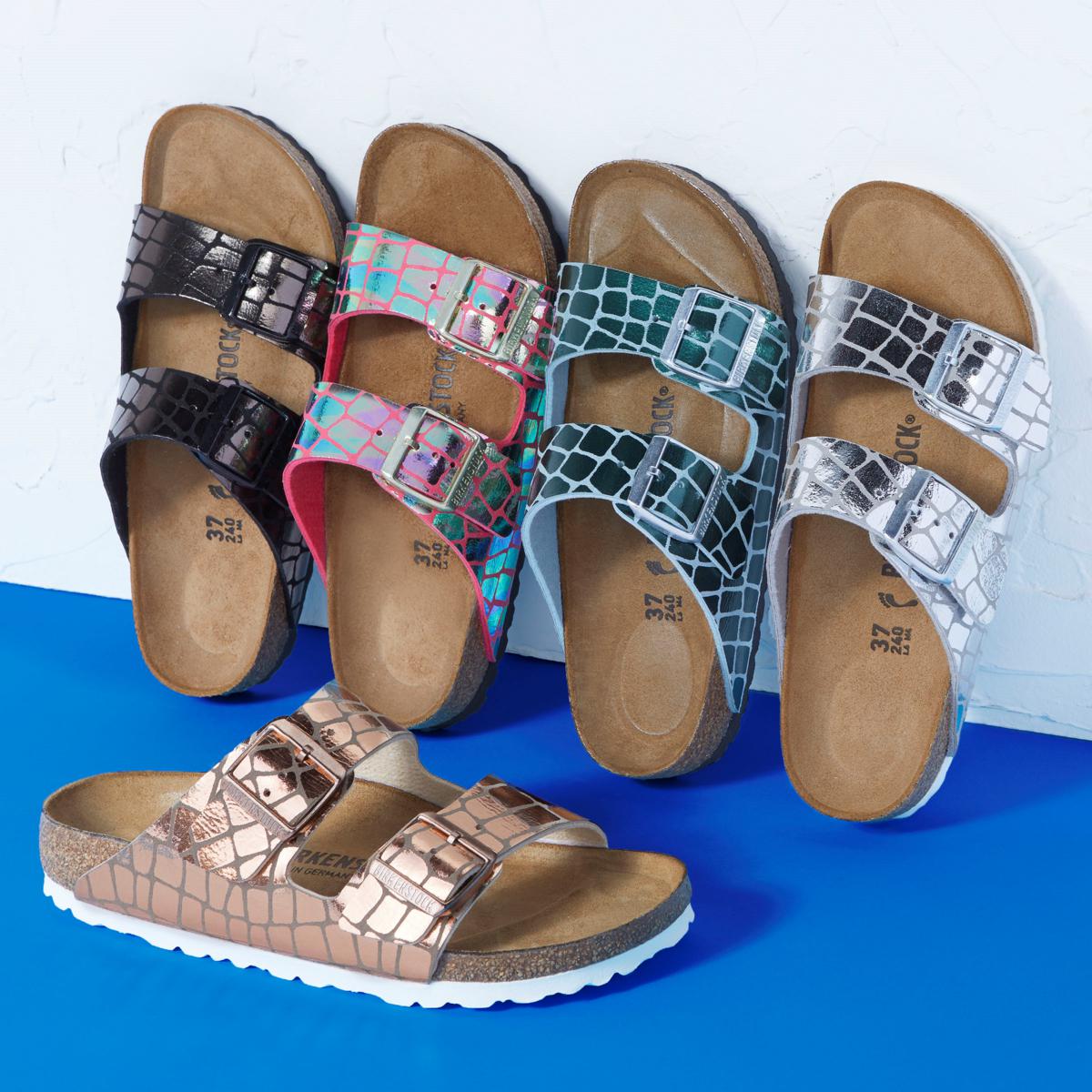 Birkenstock Arizona Gator Gleam Two-Strap Comfort Sandals