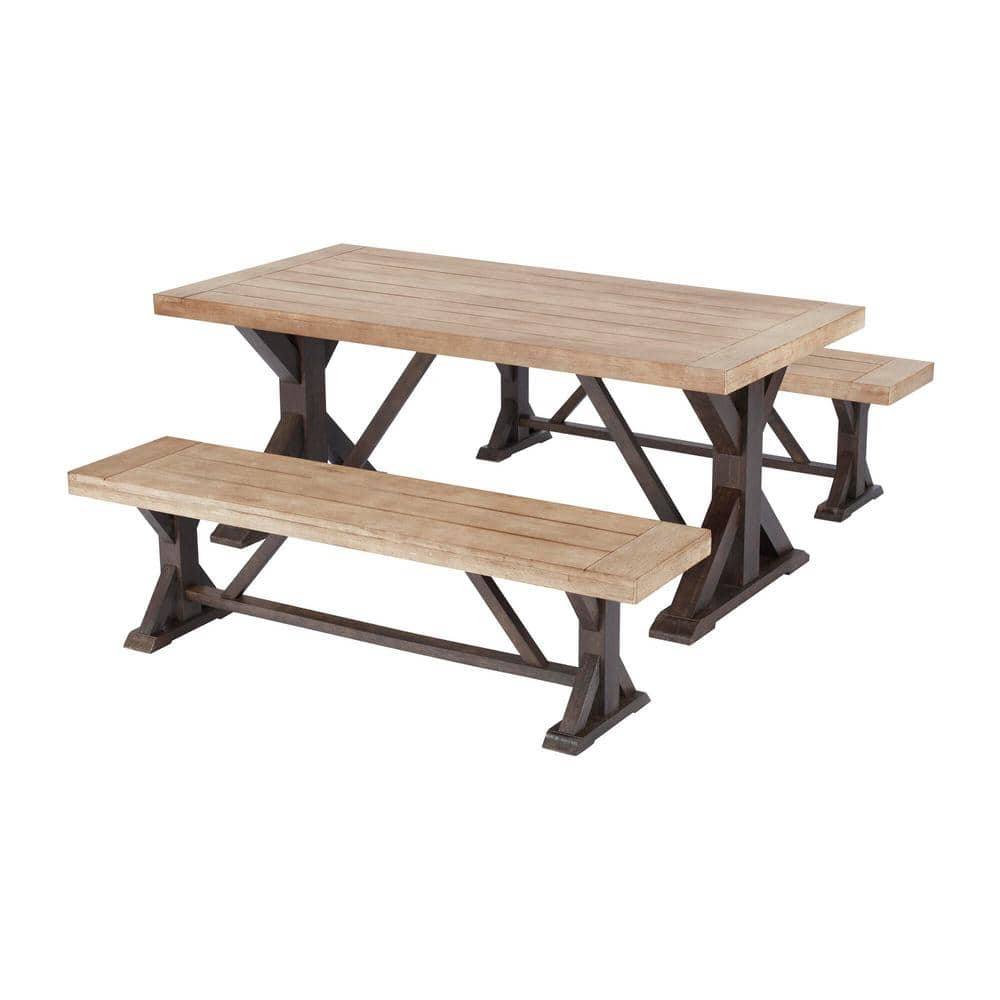 Hampton Bay Silver Oaks Farmhouse 3-Piece Patio Dining Set