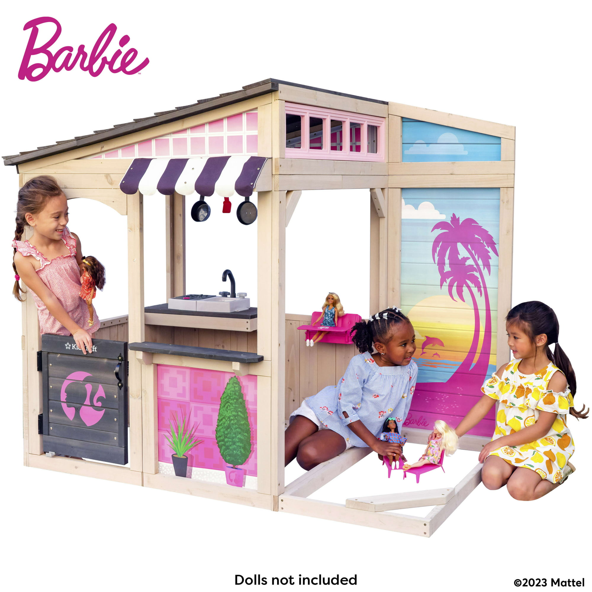 KidKraft Barbie Seaside Wooden Backyard Playhouse