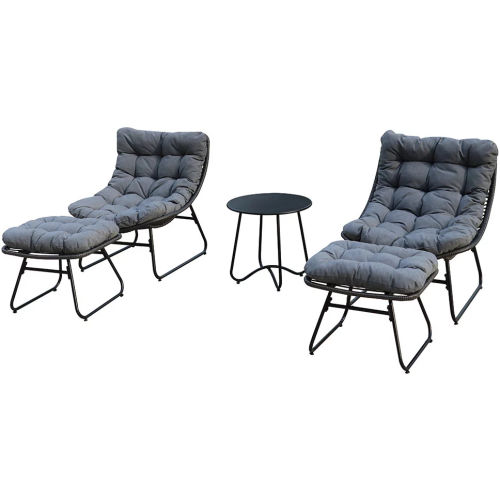 Nicole Miller Gray All-Weather Wicker 5-Piece Cushioned Patio Chat Set
