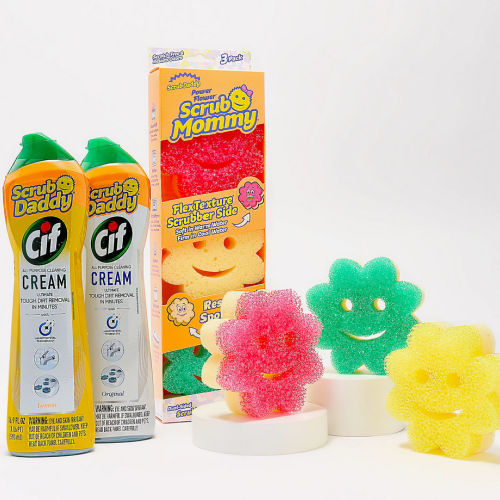 Scrub Mommy Flower Sponges and Cif Cleansers