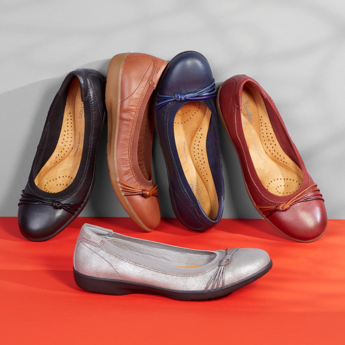 Clarks Collection Meadow Rae Leather Ballerina Flats