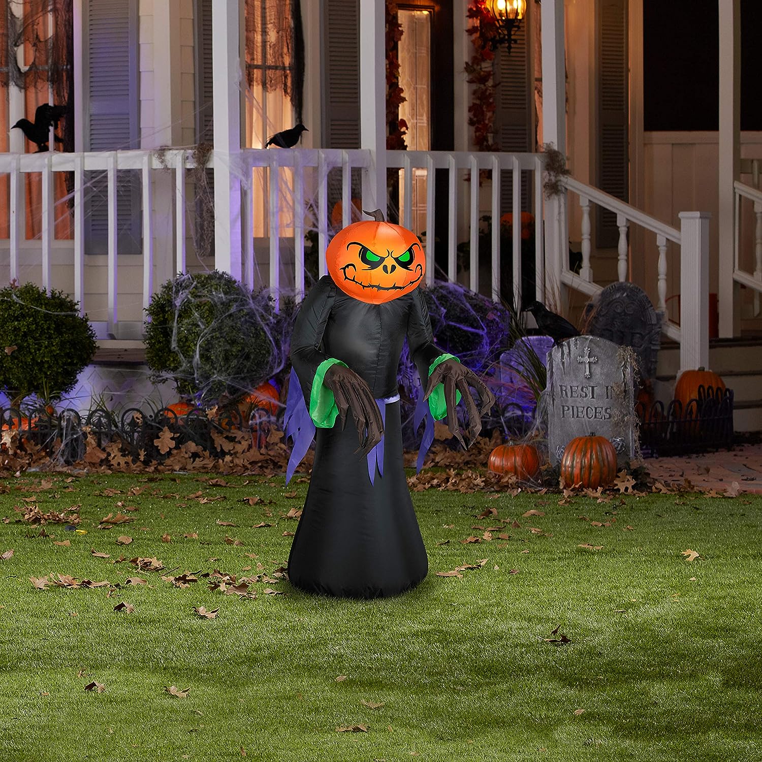Gemmy Airblown Inflatable Gemmy Lights Pumpkin Reaper