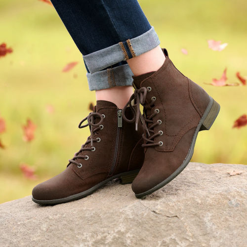 Earth Janel Leather Lace-Up Ankle Boots