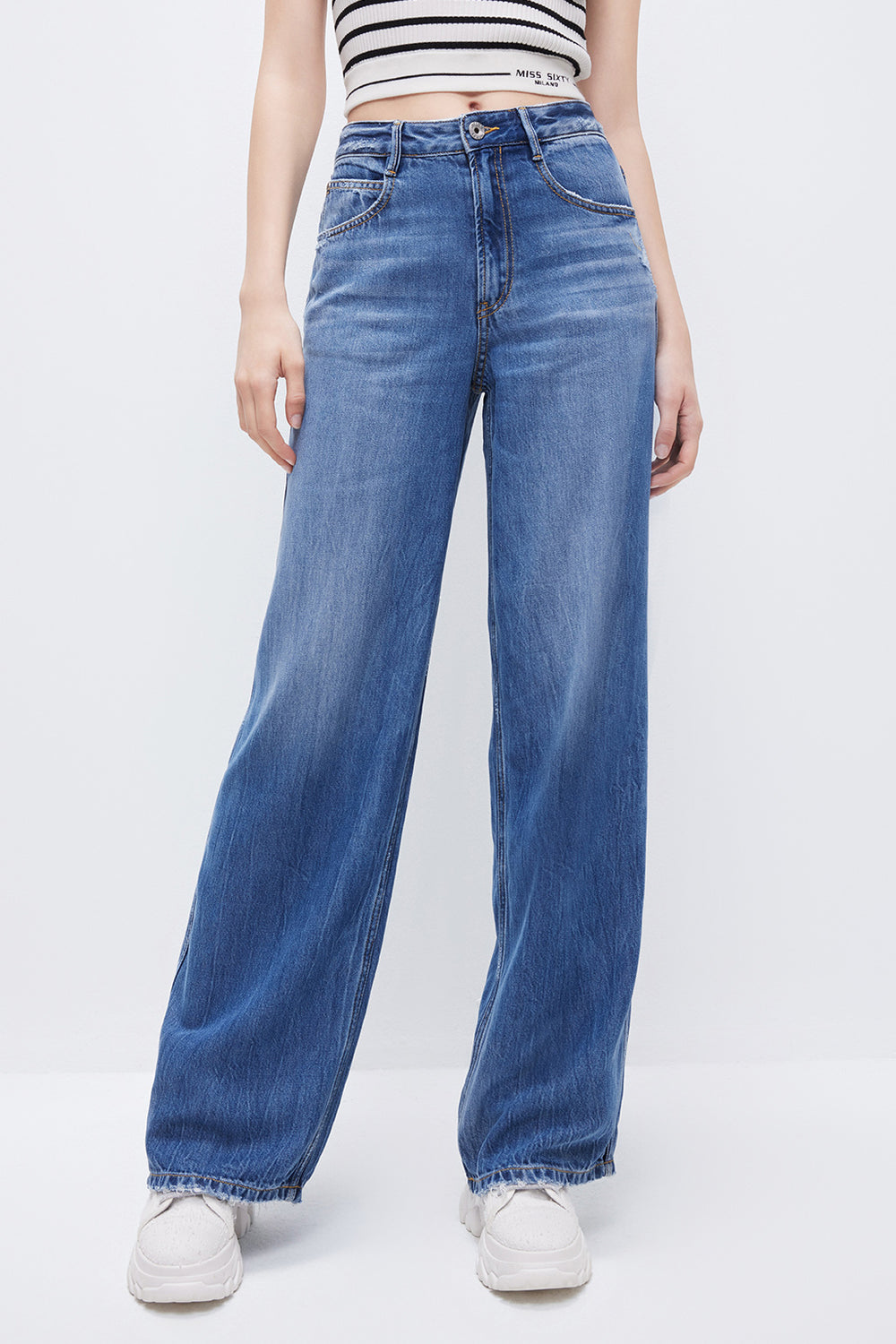 Miss Sixty Draped Wide-Leg Jeans