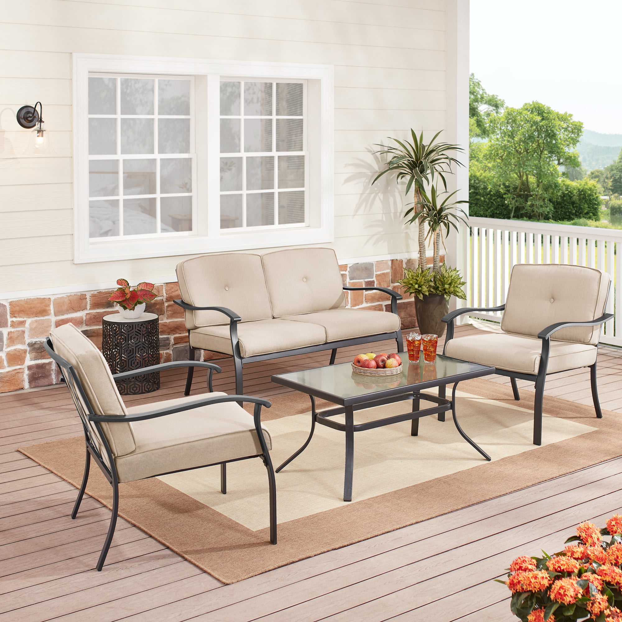 Mainstays Belden Park 4-Piece Outdoor Patio Conversation Set