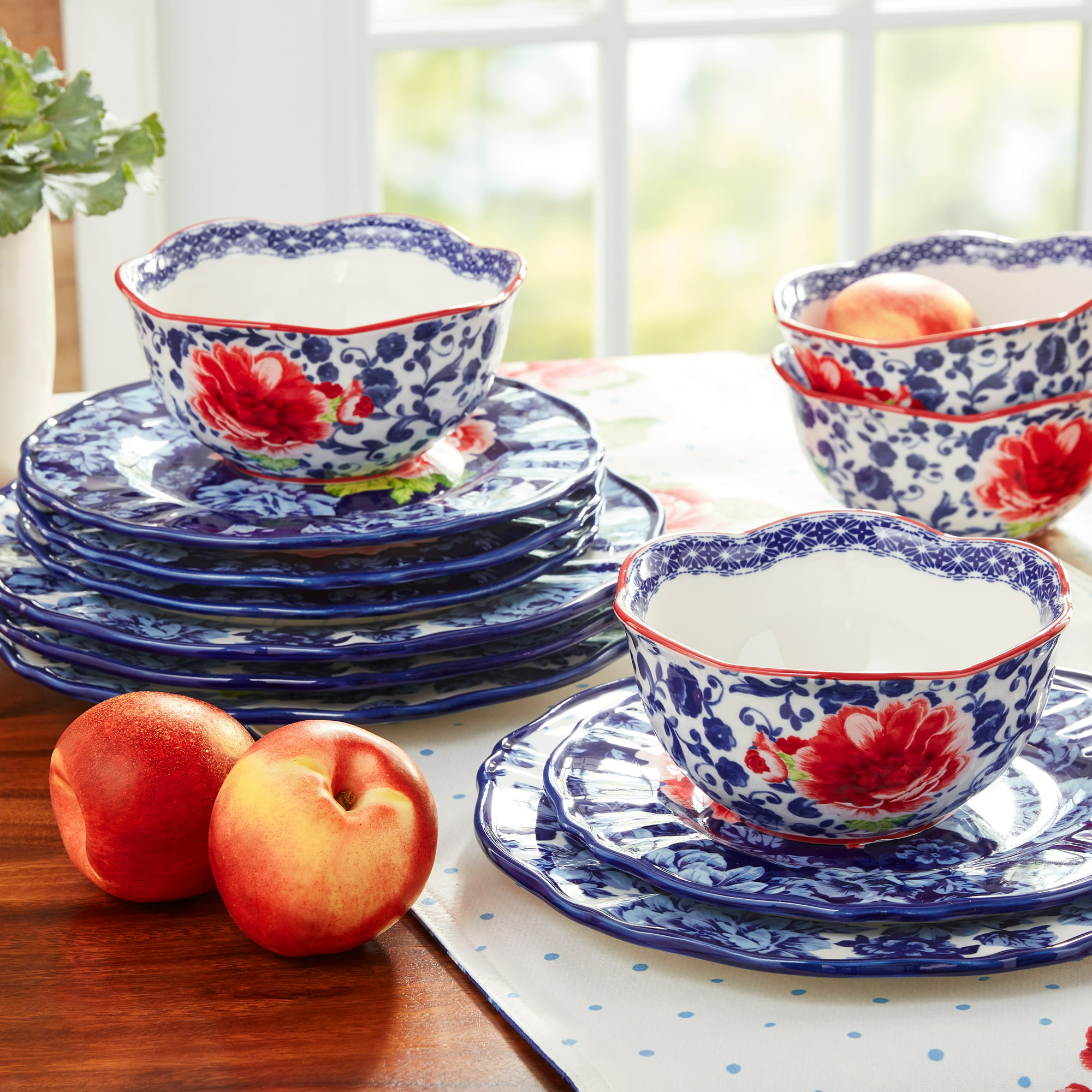 The Pioneer Woman Heritage Floral 12-Piece Stoneware Dinnerware Set