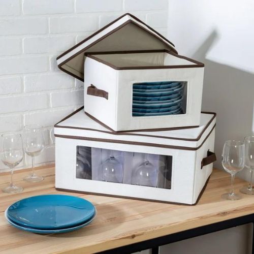 Honey-Can-Do Polycotton and Polyester Dishware Storage Boxes