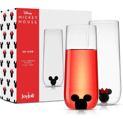 JoyJolt Disney Mickey Mouse Icon Highball Glass Drinking Glasses