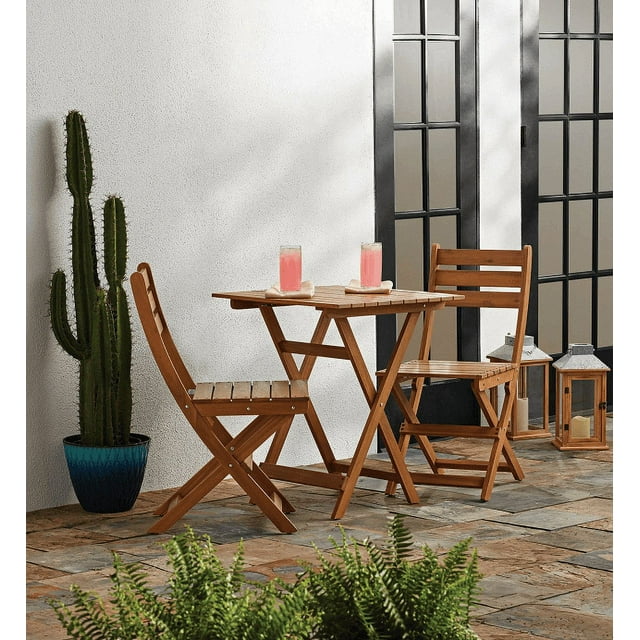 Mainstays Outdoor Patio 3-Piece Wood Bistro Set