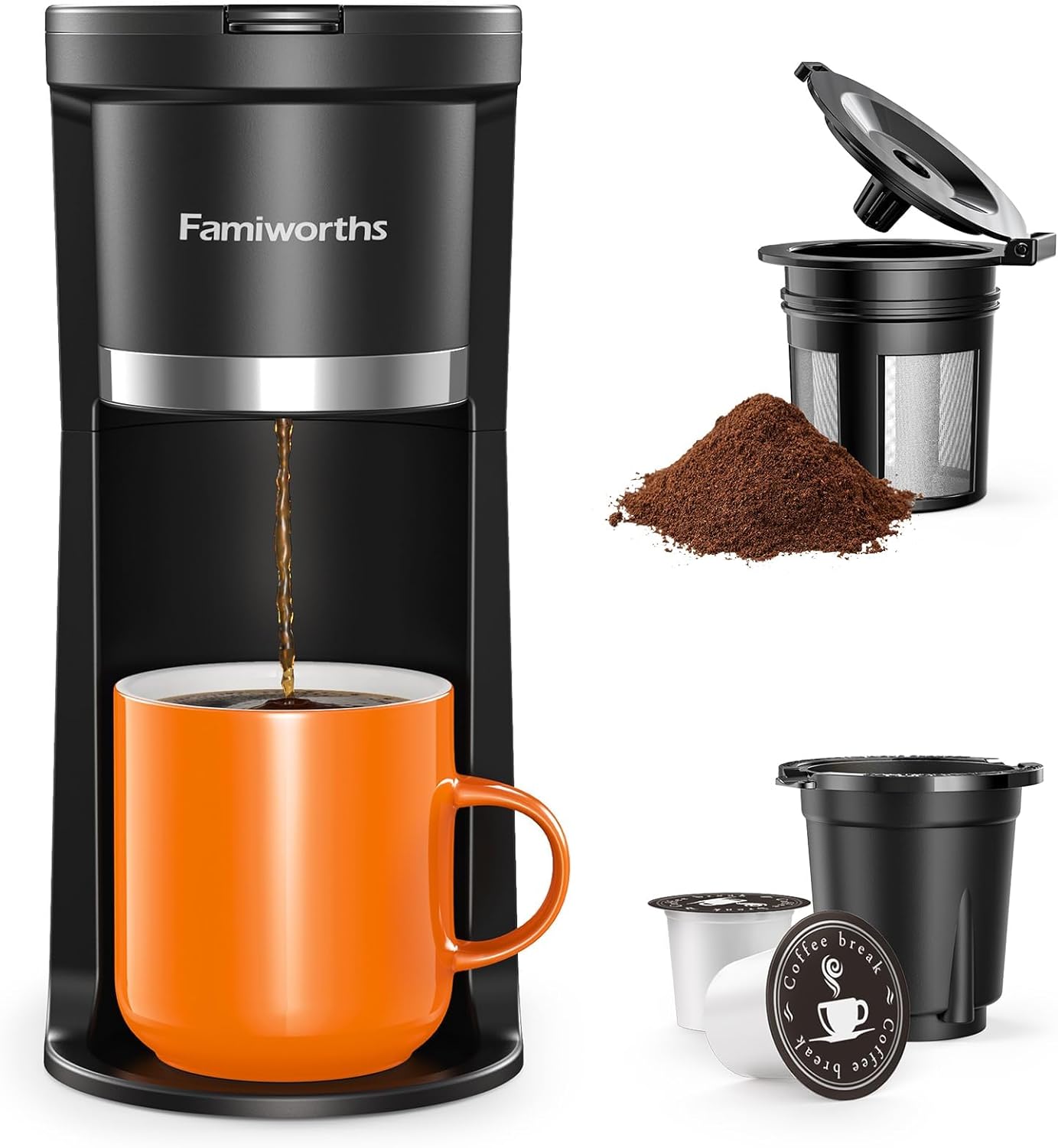 Famiworths B0BV33R2C7 Mini Single Serve Coffee Maker