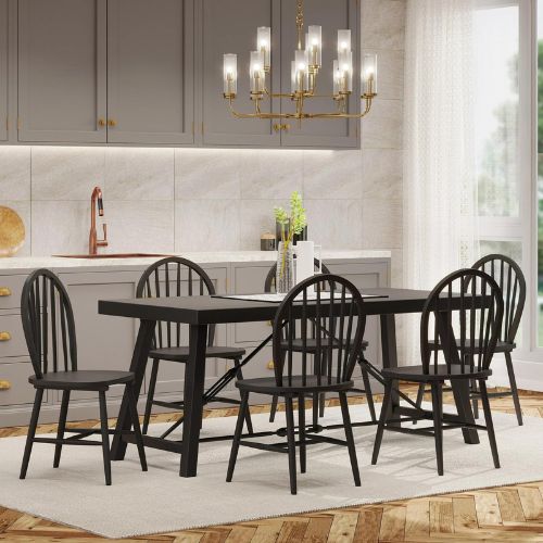 Noble House Izaak Metal and Wood 7 Piece Dining Table