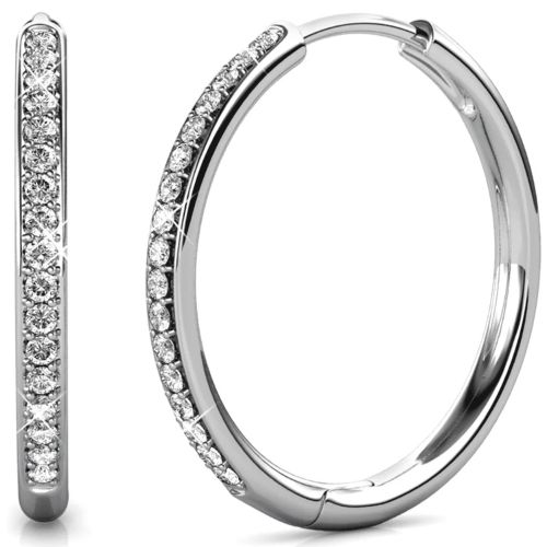 Cate & Chloe Bianca 18k White Gold Drop Dangle Hoop Earrings