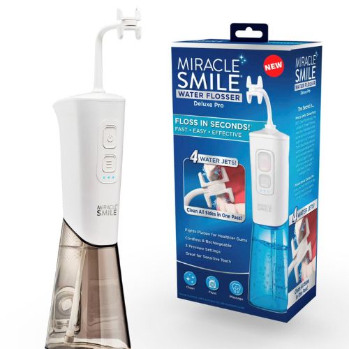 Miracle Smile Deluxe Pro Water Flosser with 10 Flossing Heads