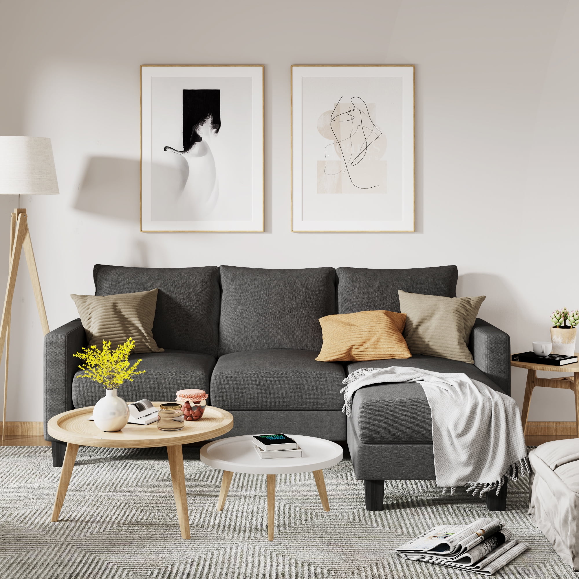 Homall Convertible L-Shaped Fabric Sectional Sofa Couch