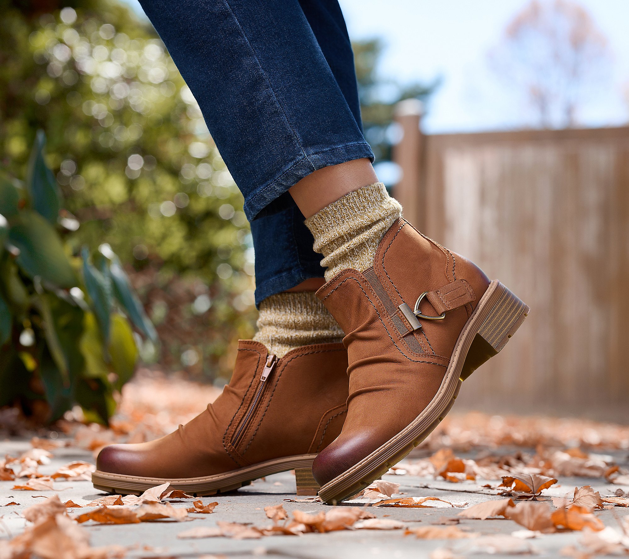 Clarks Collection Hearth Clara Leather Ankle Boots