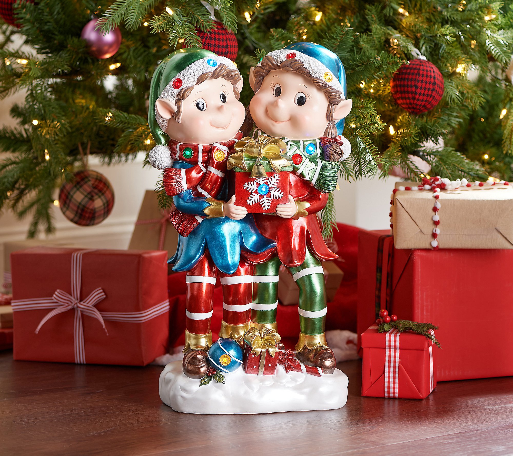 Kringle Express 22" Resin Indoor/Outdoor Elf Duo
