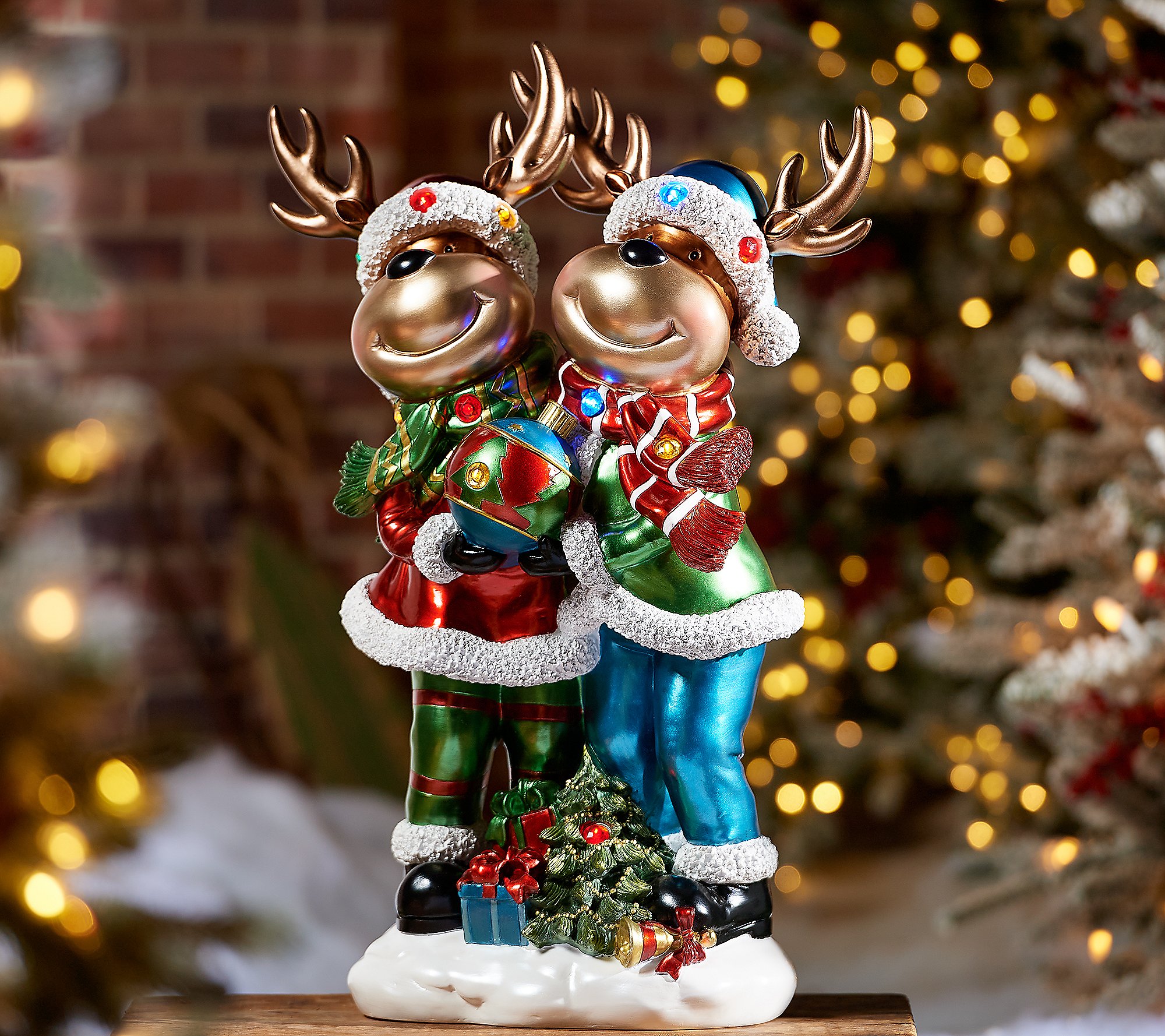 Kringle Express 22" Resin Indoor/Outdoor Reindeer Duo
