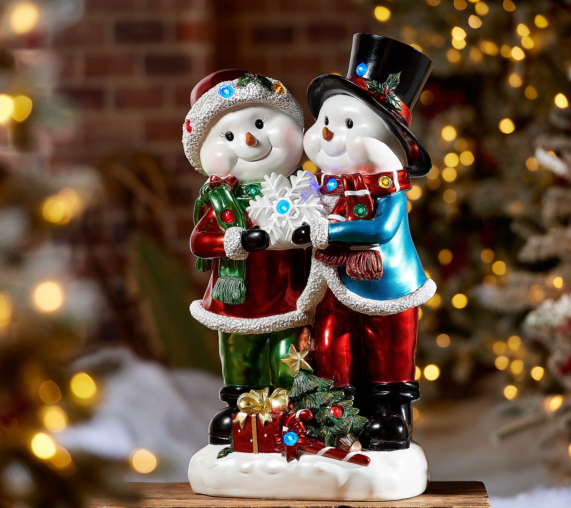 Kringle Express 22" Resin Indoor/Outdoor Snowman Duo